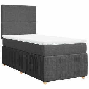 vidaXL cama box spring con colchón tela gris oscuro 80x200 cm
