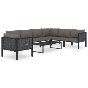 vidaXL muebles de jardín 8 pzas y cojines ratán sintético antracita