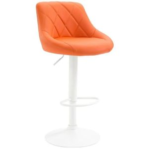 Taburete de bar regulable - polipiel - naranja/blanco