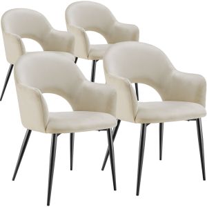 4 sillas de comedor aspecto terciopelo 57 x 61,5 x 87,5 cm crema