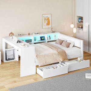 Plataforma de madera cama,140x200,blanco.