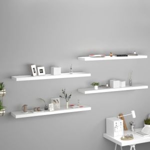 Estante flotante de pared 4 uds mdf blanco 120x23,5x3,8 cm