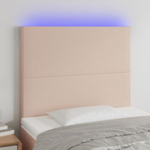 Cabecero luces LED cuero sintético capuchino 100x5x118/128cm