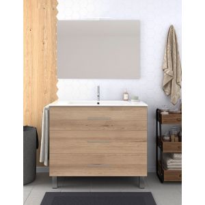 Mueble de baño ribera, lavabo y espejo 100x45cm estepa