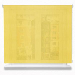 Estor enrollable translúcido poliéster liso color amarillo 110x250cm.
