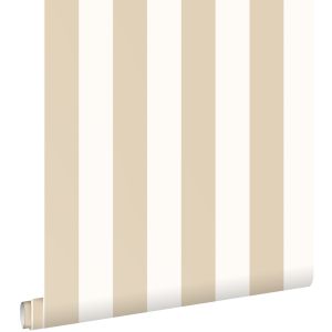 Estahome papel pintado rayas blanco y beige claro 53 cm x 10.05 m