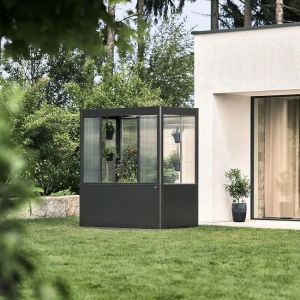 Invernadero metalico de biohort para jardin florentina 2x0.5 color gris osc