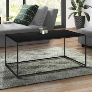 Mesa baja rectangular davis de metal negro mate - 113 cm