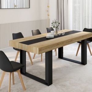 Mesa de comedor rectangular - madera negra - 200 cm