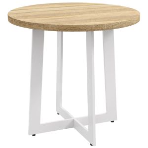 Mesa de comedor 80x80x75 cm mdf, acero color marrón Homcom, hogar - cocina