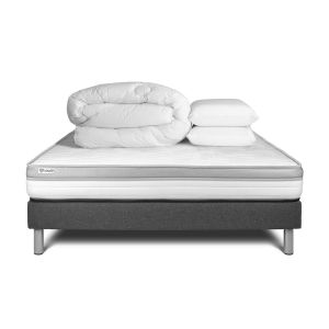 Pack cama completa - colchón 140x200cm + somier con láminas (kit) + 2 almoh