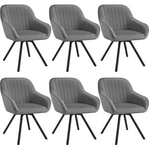6 sillas de comedor giratoria 360º de terciopelo 58x58x82 cm gris