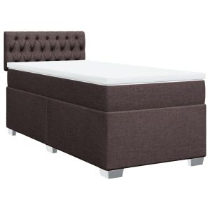 vidaXL cama box spring con colchón tela marrón oscuro 90x200 cm