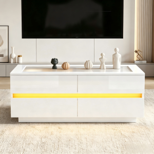 Mesa de centro con 4 cajones blanco 40x100x50cm