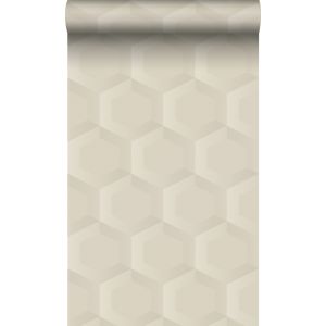 Origin papel pintado estampado hexagonal 3d beige claro 53 cm x 10.05 m
