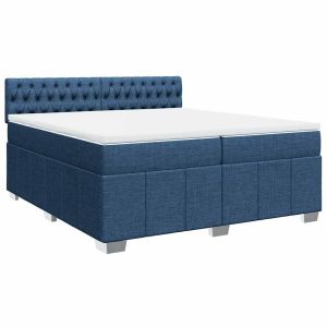 vidaXL cama box spring con colchón tela azul 200x200 cm