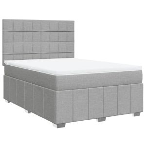 vidaXL cama box spring con colchón tela gris claro 160x200 cm