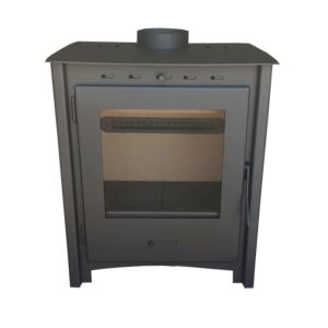 Estufa de leña greta 12 kw acero vermiculita y cristal cerámico limpio