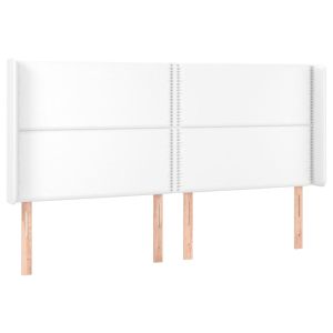 vidaXL cabecero con orejas de cuero sintético blanco 203x16x118/128 cm