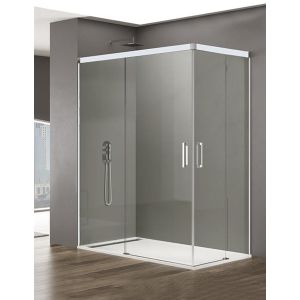 Mampara de ducha angular basic 1+1 150x80 cm transparente - combi