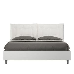 Cama tapizada queen 160x200 - cabecero pu - blanca