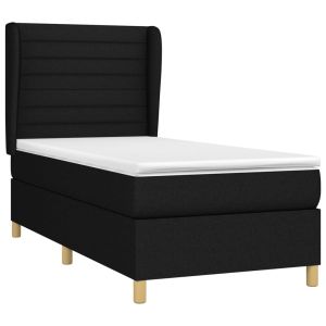 vidaXL cama box spring con colchón tela negro 90x200 cm