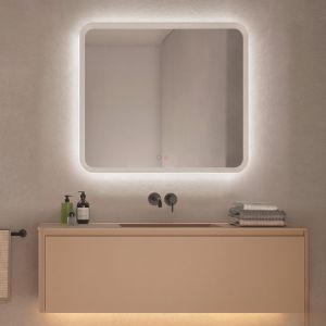 LEDimex - espejo baño 80x80cm retroiluminado con luz LED, blanco mate