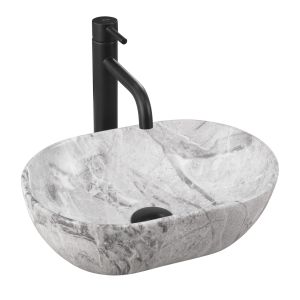 Rea lavabo sobre encimera amelia mini light grey oval, 38x26x12 cm