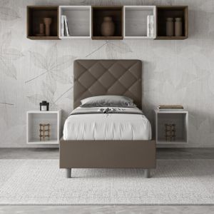 Cama individual tapizada - cappuccino - 105x210 cm