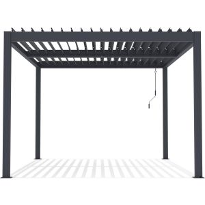 Pérgola bioclimática "windsor" de aluminio con LED 3 x 4 - gris