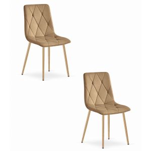 Silla valora tyra, terciopelo marrón, patas de madera (x2)