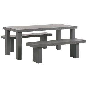 Conjunto de comedor exterior con bancos 4 plazas taranto cemento gris