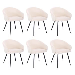 Silla de comedor bouclé con reposabrazos celeste - lote de 6 blanco