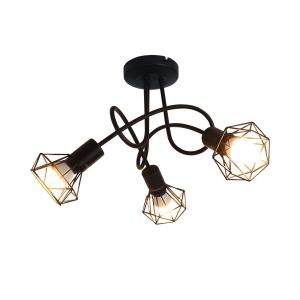 Nettlife foco  LED 3 bombillas vintage negras foco industrial orientable