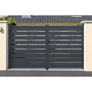 Puerta batiente regulable ancho 3,5m vogel h.180cm aluminio gris