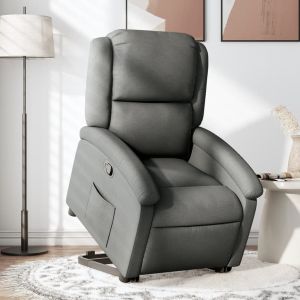 Sillón reclinable elevable de tela gris oscuro qweo2827