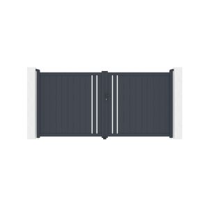 Portón abatible 3,5m giona h.180 aluminio gris
