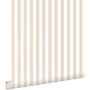 Estahome papel pintado rayas beige y blanco 53 cm x 10.05 m