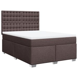 vidaXL cama box spring con colchón tela marrón oscuro 160x200 cm