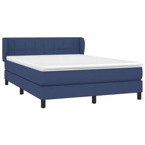vidaXL cama box spring con colchón tela azul 140x190 cm