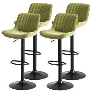 Taburetes bar terciopelo verde ajustables en altura set de 4