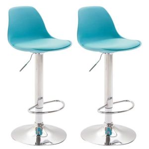 Taburetes de bar ajustables - lote 2 - azul - polipiel