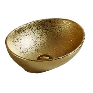 Lavabo cerámico sobre encimera, 40,5x33x14 cm, dorado