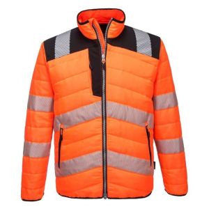 Chaqueta de trabajo de alta visibilidad portwest baffle - naranja / negro