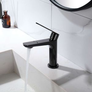 Grifo monomando lavabo sky bath negro cristal serie glory