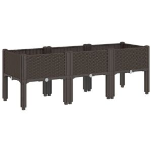 vidaXL jardinera con patas pp marrón 120x40x42 cm