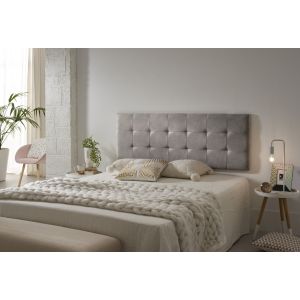 Cabecero 150 capitone cuadros tela antimanchas 152x57x5cm gris