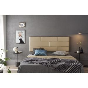 Cabecero de cama 140 muro ladrillos de polipiel 152x57x5cm camel claro