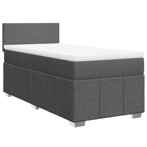 vidaXL cama box spring con colchón tela gris oscuro 90x190 cm