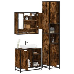 Set de muebles baño 3 pzas madera contrachapada roble ahumado esb9827